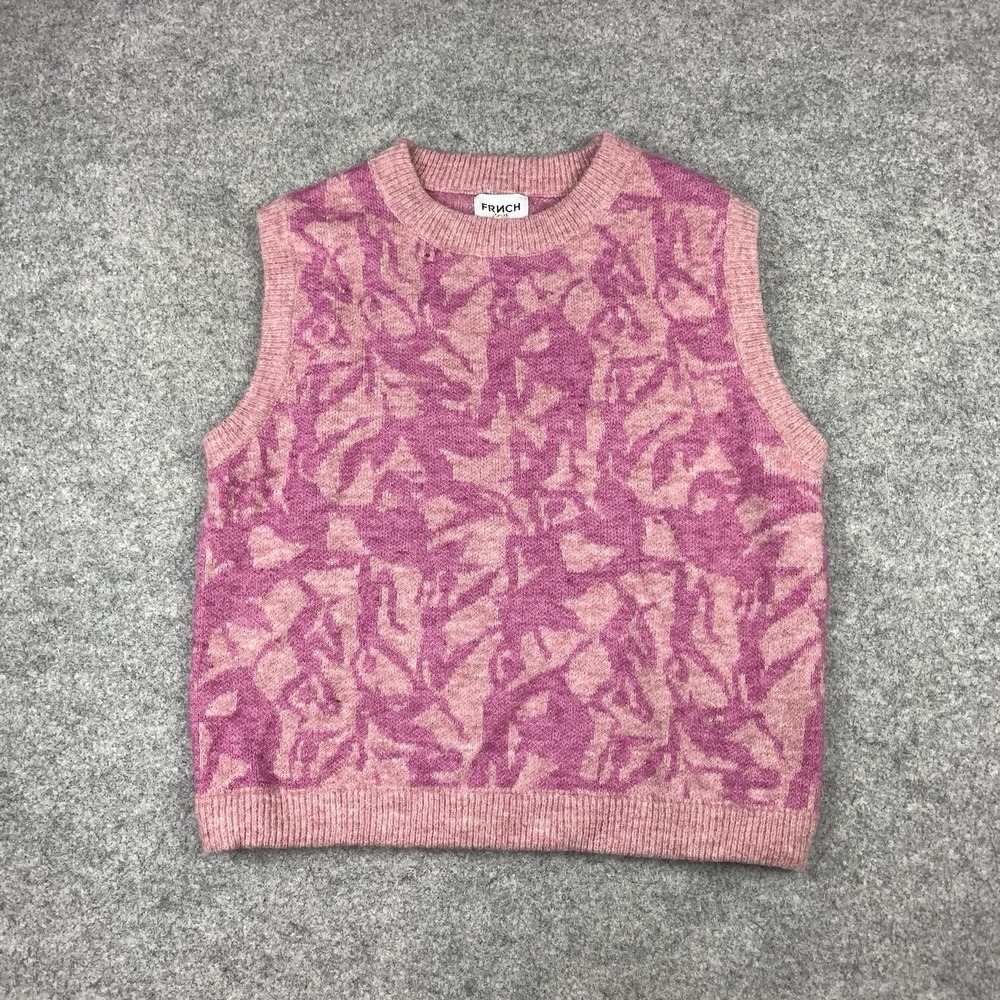 New FRNCH Womens Pink Sleeveless Round Neck KEMY Sweater Size Large Wool Blend